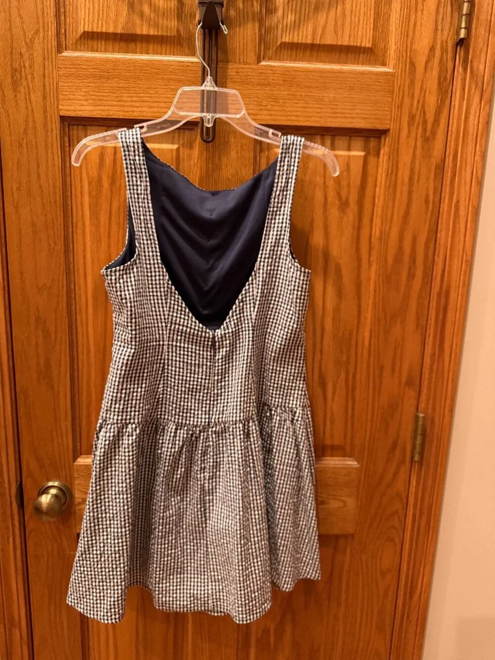 Wild Fable™Women's Drop Waist Mini Sundress - Navy Blue Gingham SZ M - Picture 4 of 7